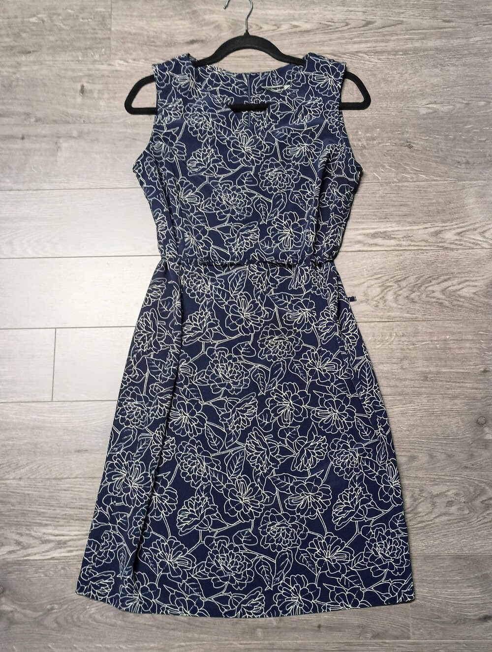 Vintage Navy Floral Sleeveless Day Dress